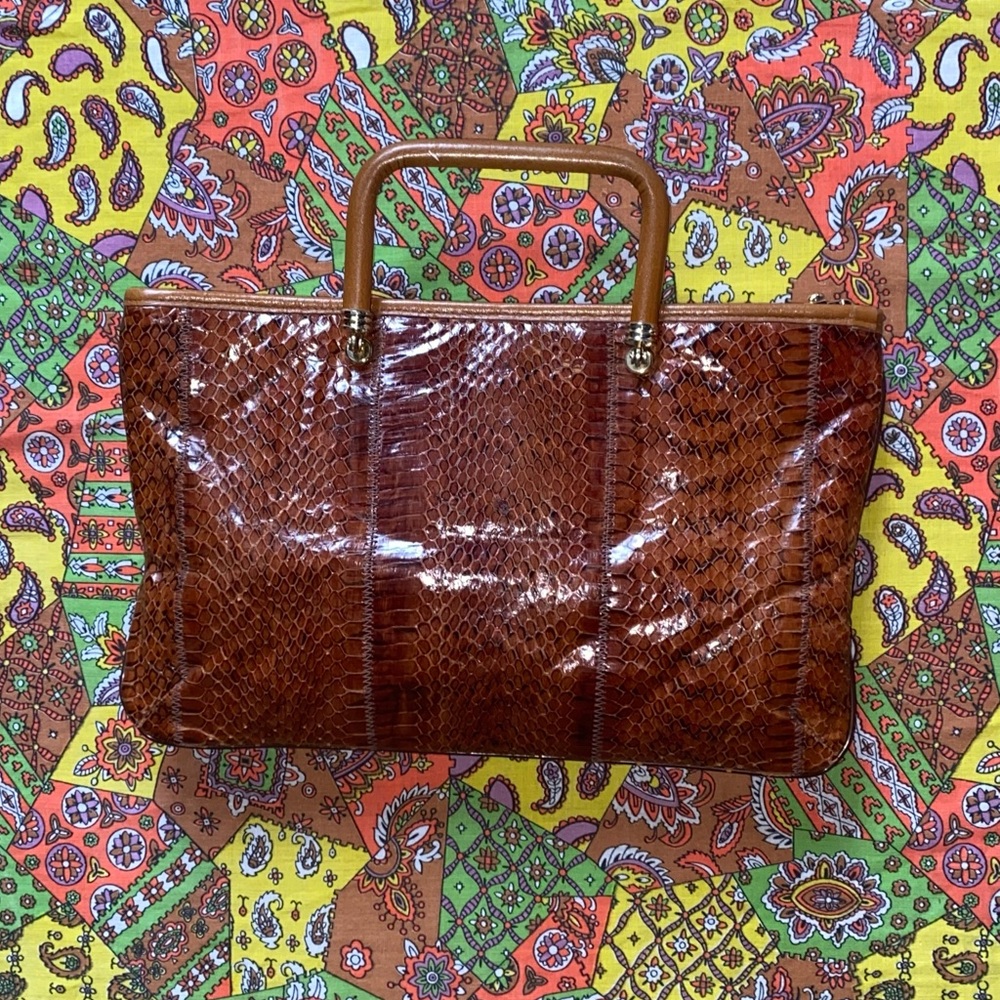 Vintage MCM Warm Brown Imitation Snakeskin Purse